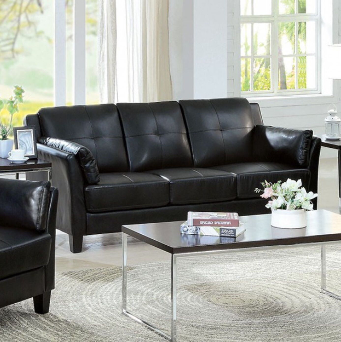 Black leatherette Sofa