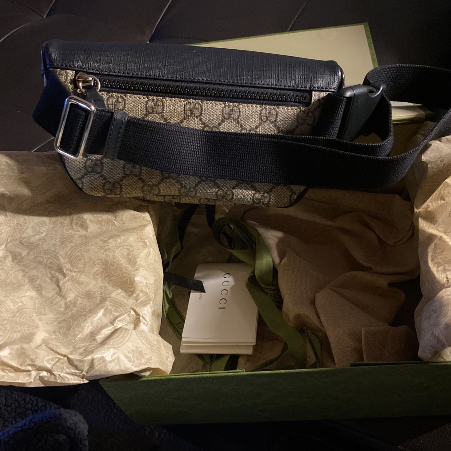 GUCCI GG Supreme Monogram Belt Bag Ebony Rare X-Large Size