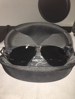 Mens Polarized Fashion Sunglasses - Black With Gold Trim