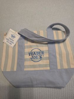 Trader Joe's stripped mini canvas tote bag