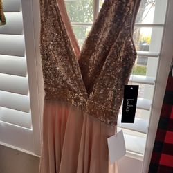 NWT Lulu’s Champagne Sequin Mini Short Dress – $40 