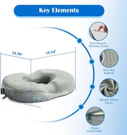  Donut Pillow Seat Cushion Orthopedic Design, Tailbone & Coccyx  Memory Foam Pillow