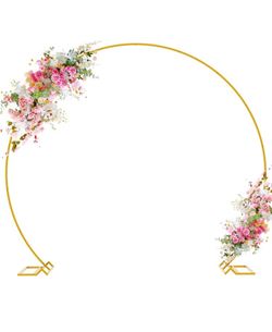Round Backdrop Stand 8FT Gold Wedding Arch Metal Circle Balloon Arch Stand for Birthday Party Wedding Bridal Shower Anniversary Ceremony