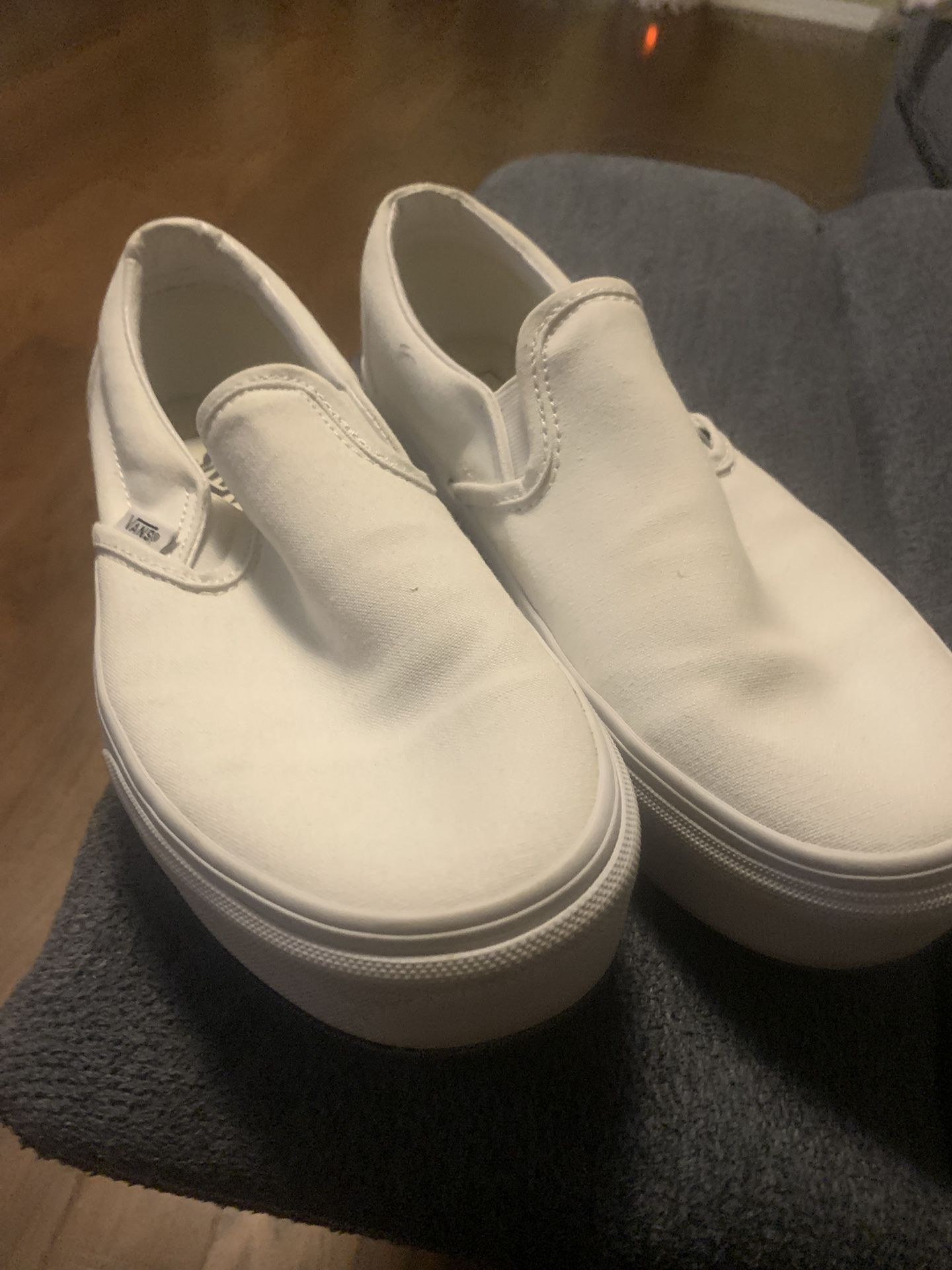 white slip on vans