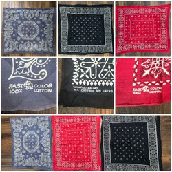 VINTAGE 1950s FAST COLOR COLOR FAST BANDANNAS ASCOTS RARE SINGLE STITCHED AND SERIAL NUMBERS HTF LOWRIDER HOTROD ROCKABILLY