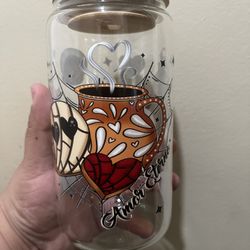 Easter Basket Stuffers 16oz Glass Cup With Lid And Straw