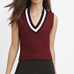 Varsity Red Sweater Vest Top S/XS
