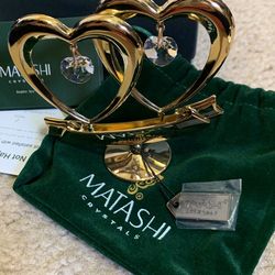 (NEW ) 24K Gold Plated Anniversary Double Hearts