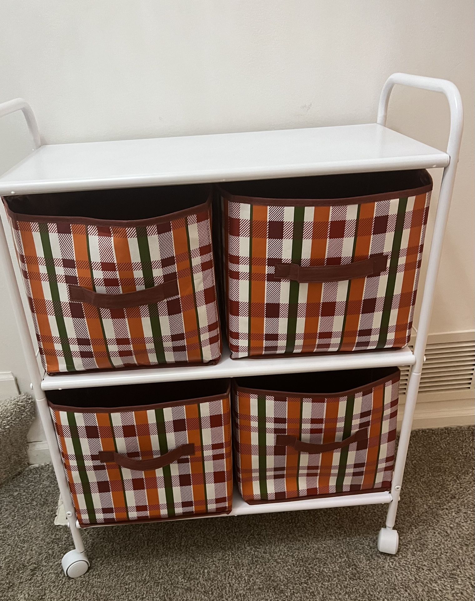 3 shelf wide metal storage cart