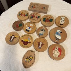 Vintage wooden Hamburger Presses 