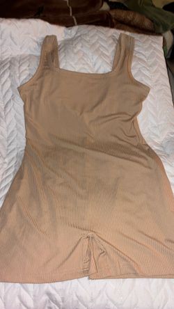Ribbed Spandex Body Beige Suit Size Large like new