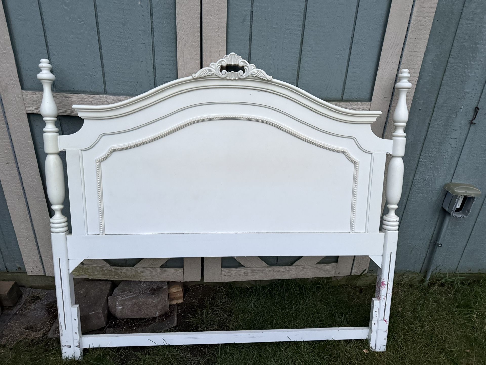 Full Size White Queen Anne Style Headboard By Stanley furniture 