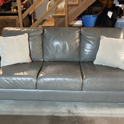 Leather Couch / Sofa - CAN DELIVER - Good Condition - Comfortable - Sits 3 or 4 - Quality - Gray 