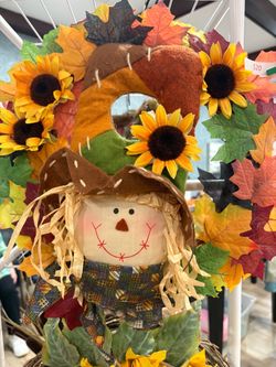 New!! Homemade 14 inch scarecrow fall wreath
