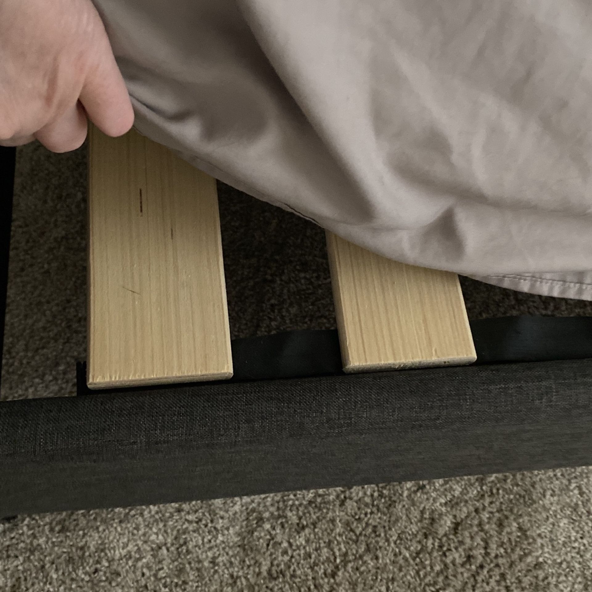 Queen Bed Frame Dark Grey Upholstery