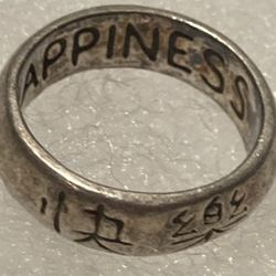 Vintage Sterling Silver Ring Happiness Size 4 1/2