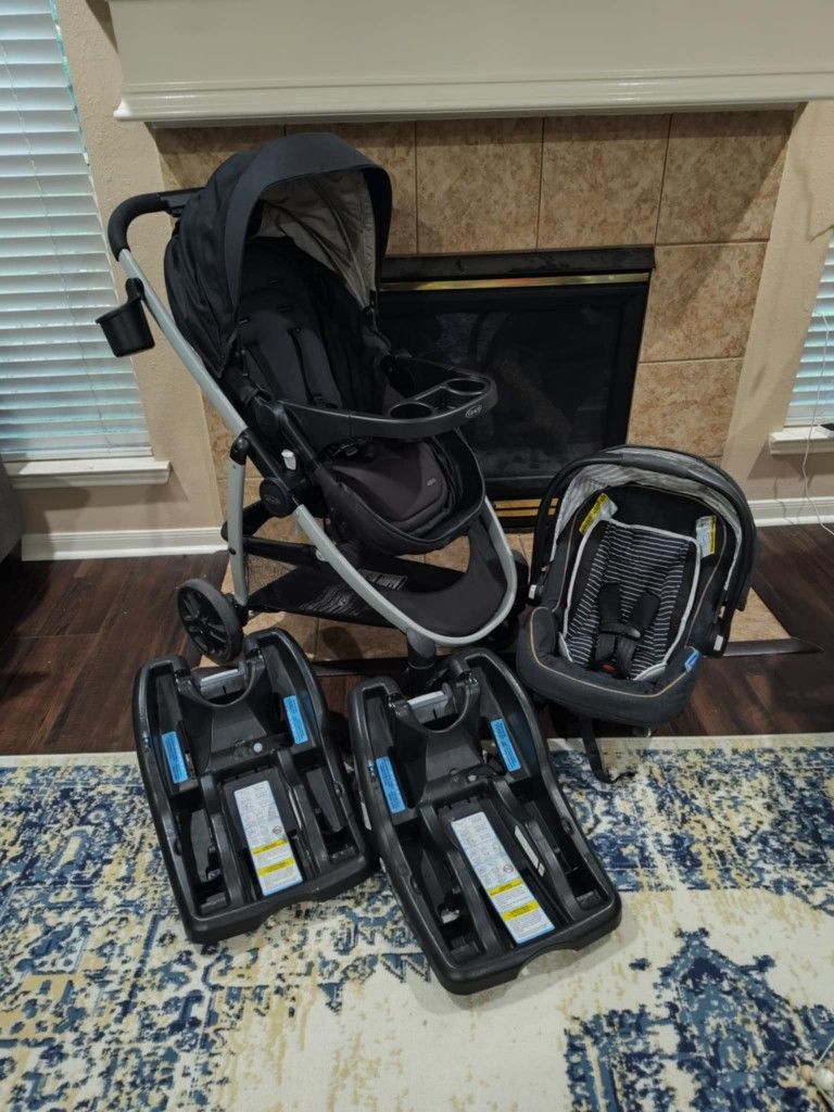 Graco Modes Pramette Travel System with Snugride LX Stroller & 2 Bases