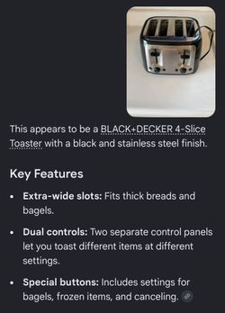 BLACK+DECKER 4-Slice Toaster - Black & Stainless Steel (Clean & Tested)