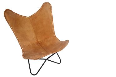 Classic Genuine Tan Leather Arm Chair Cover Star Butterfly Leather Chair Home Decor - Only Cover