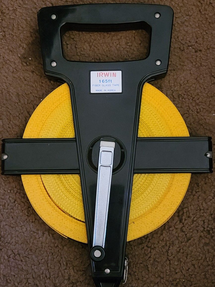 Irwin 165 Ft. Fiber Glass Tape Measure. With A Spike, Perfect For Measuring Yards Or Gardens. New.