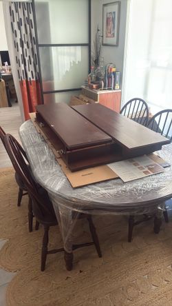 Vintage Tom Seely Table and Six Chairs, Windsor Dining Set