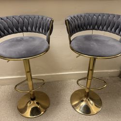 Bar Stools with Back and Footrest (Gray)