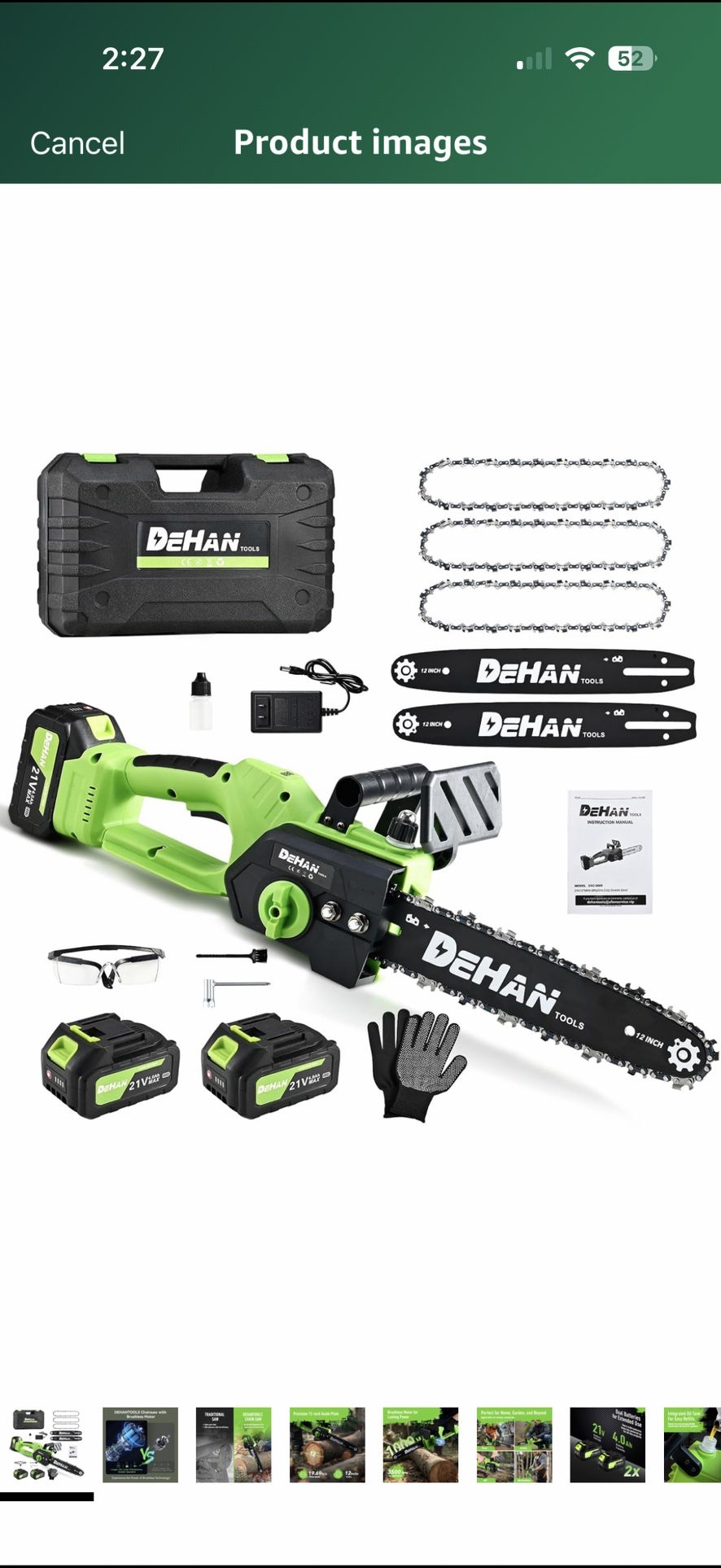 12-Inch Brushless Chainsaw, Cordless Chain saw,1000W Motor with 2 × 4.0Ah Batteries & 2 Guide Bars, 3 Chains, Lightweight Handheld Saw for Tree Trimmi
