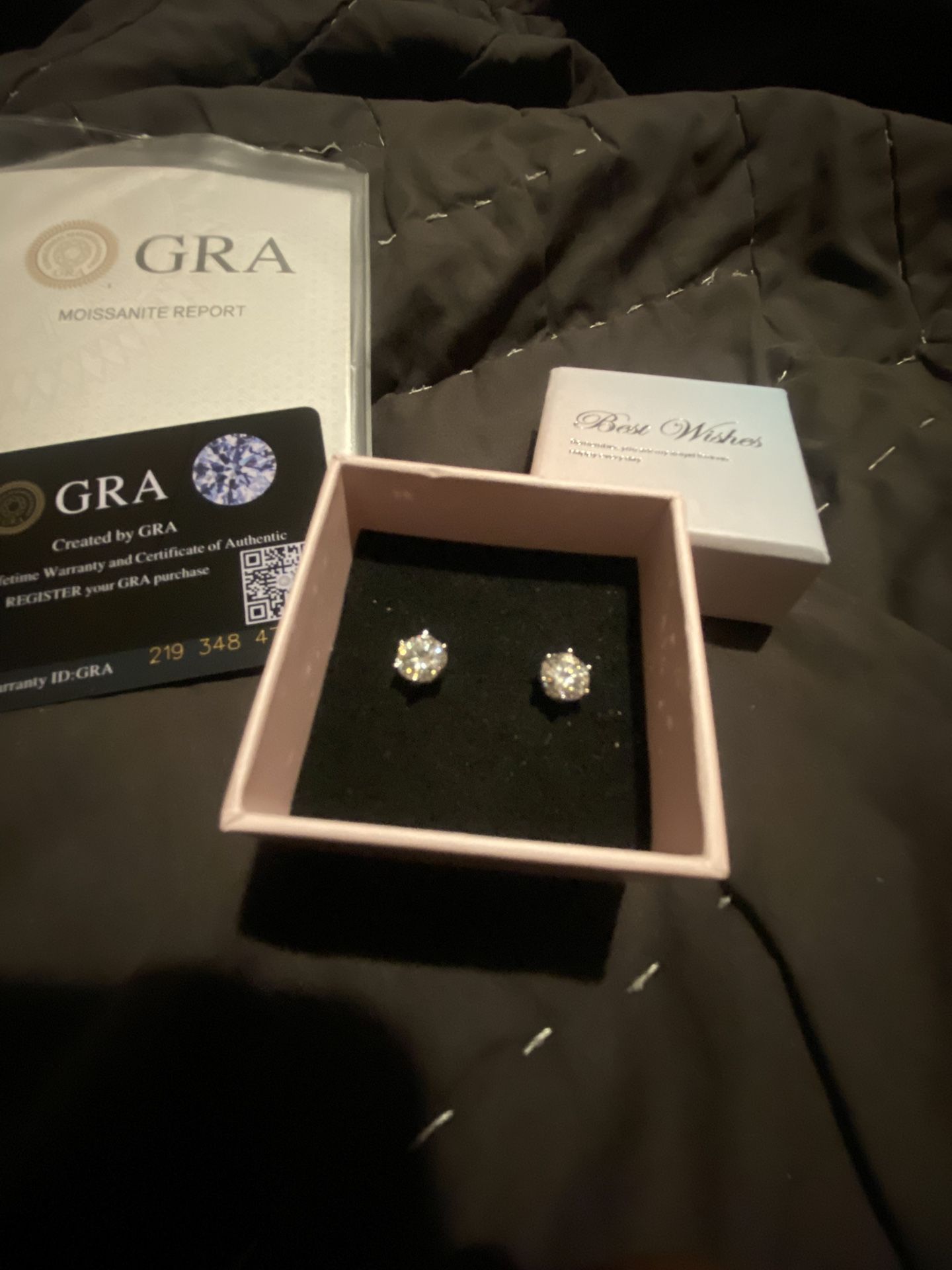 2ct (1ct each) Round Cut Moissanite Stud Earrings 925 Sterling Silver With Certificate.