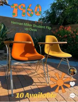 Vintage Eames for Herman Miller student flip up desk chair