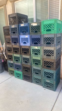 Crates Plastic Crates Blue, Green, Black, Canastas Stackable