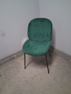 Green Velvet Accent Chair with Black Metal Legs