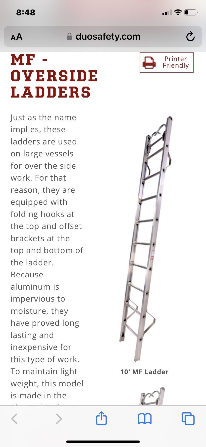 Duo Safety MF Overside Boat Ladder 10’ Model