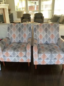 Accent chairs and wall art