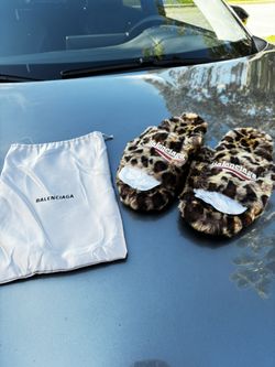 Balenciaga Cheetah/Leopard Fur Slides