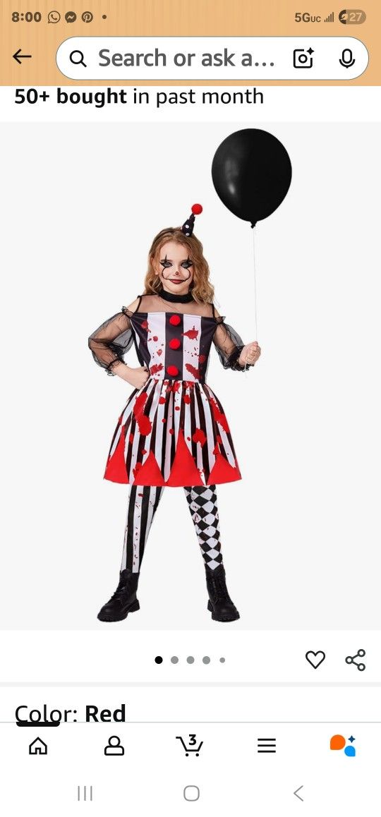 Halloween Girl Costumes Clown Maleficent