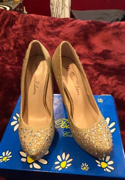 Gold sparkly heels