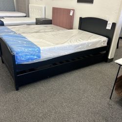 Twin Wooden Bed Frame With Trundle Included 