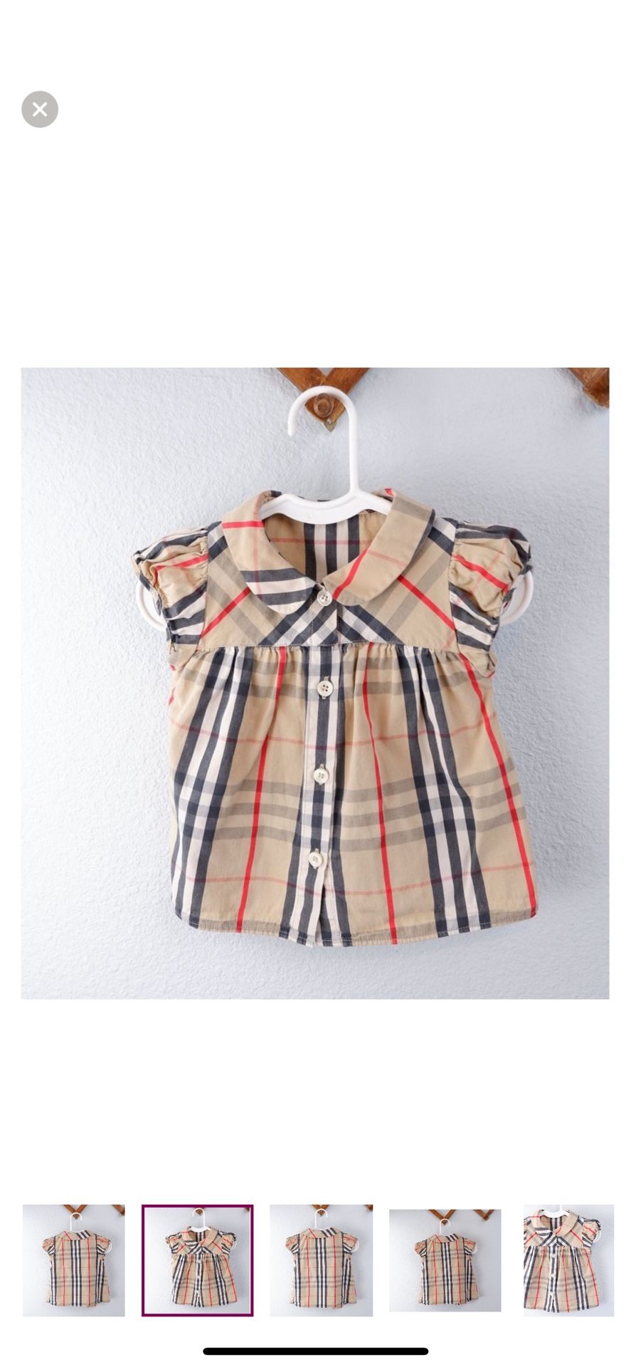 Burberry Children Little Girls Nova Check Plaid Tunic Dress, 12 months