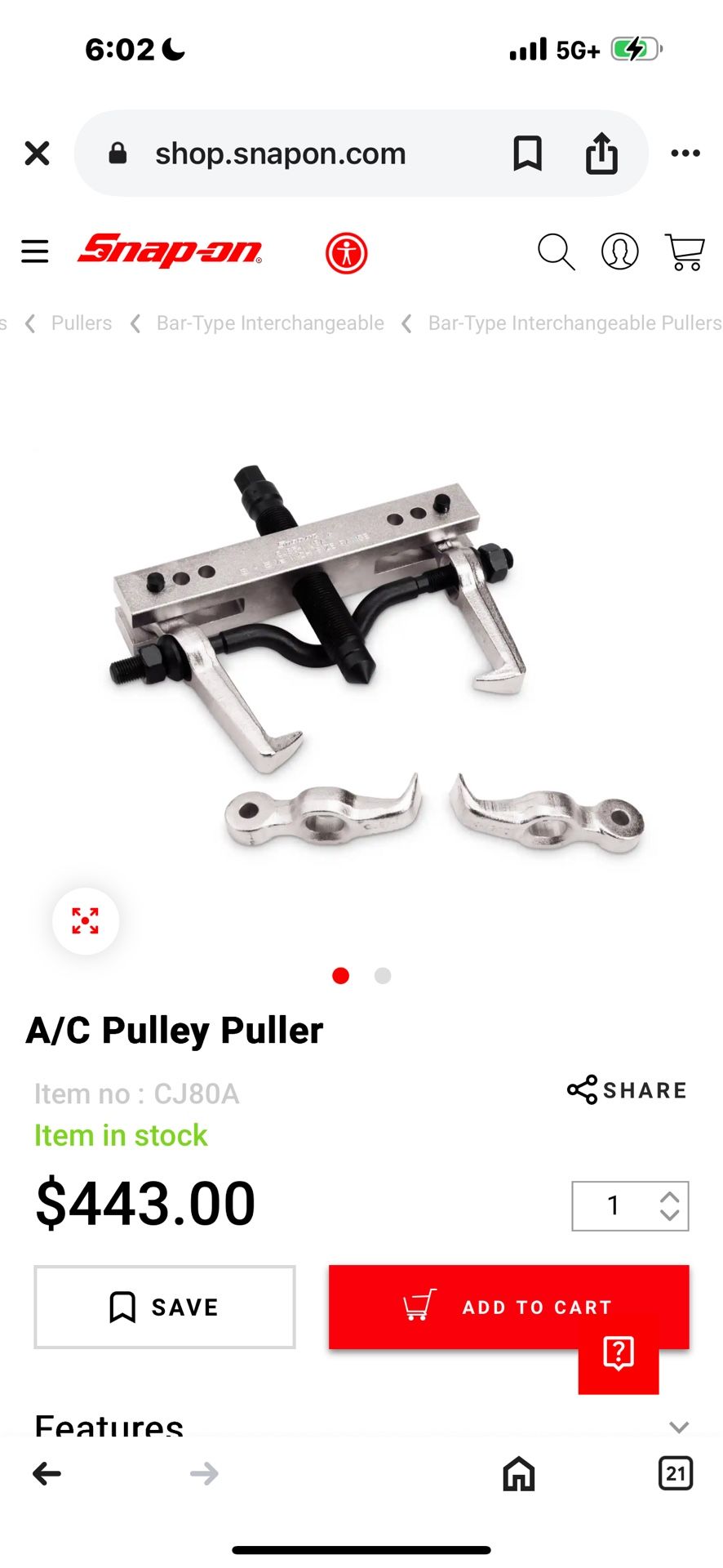 Snap On A/C Puller Puller