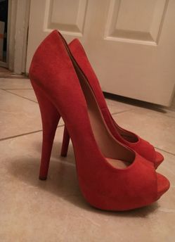 Burnt Orange Suede Heels (Size 7)