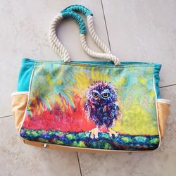 Canvas  Sequined OWL Purse