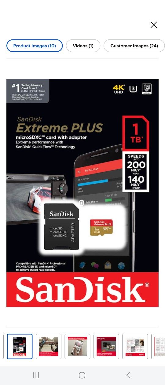 SanDisk EXTREME PLUS 1TB MicroSDXC 
