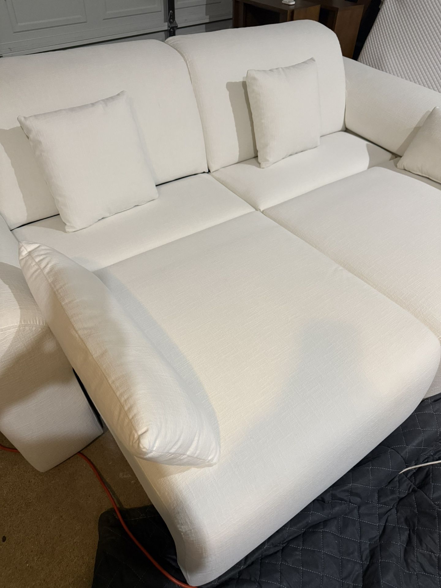 White Remote Loveseat