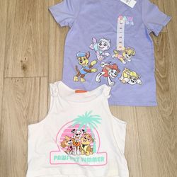 Nickelodeon Paw Patrol Lavender Tee & White Tank Two-Piece Set