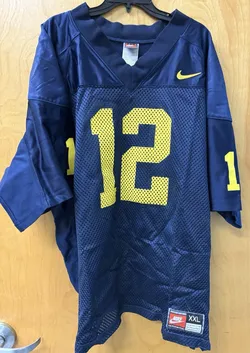 Nike Team Sports Michigan Wolverines #12 Football Jersey • Blue/Gold • XXL • VTG