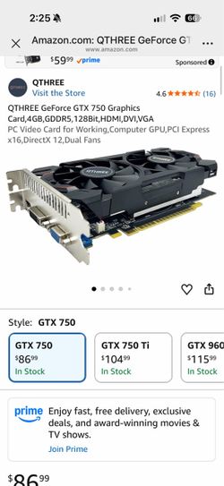 QTHREE GeForce GTX 750 Graphics Card,4GB,GDDR5,128Bit,HDMI,DVI,VGA PC Video Card for Working,Computer GPU,PCI Express x16,DirectX 12,Dual Fans