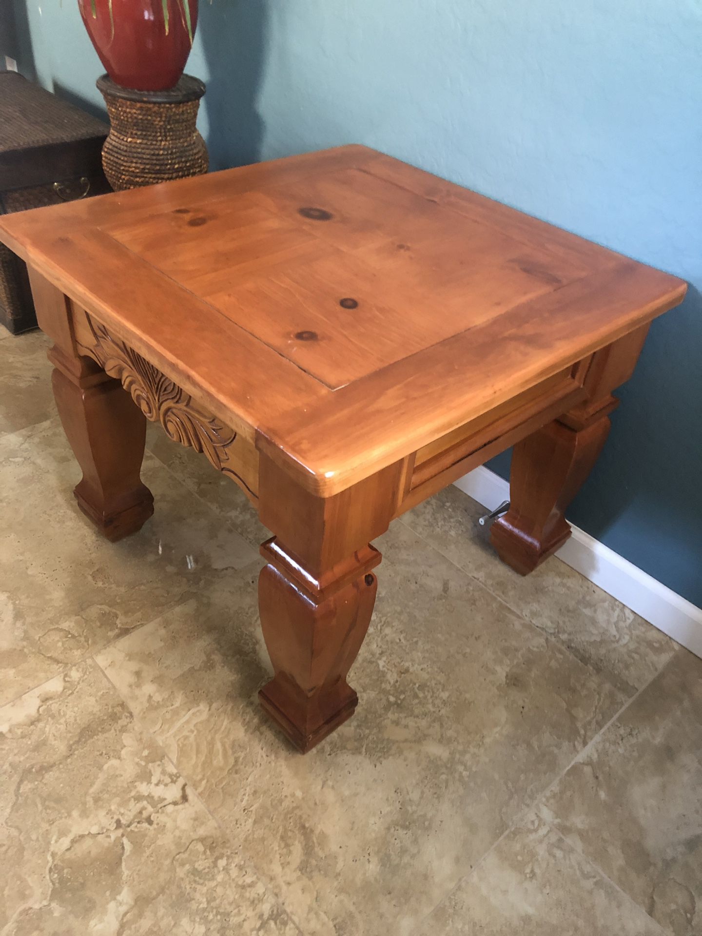 Big Solid Wood End/Side Table