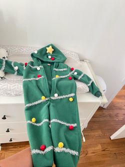 Toddler Christmas Tree Fleece Zip-Up Onesie