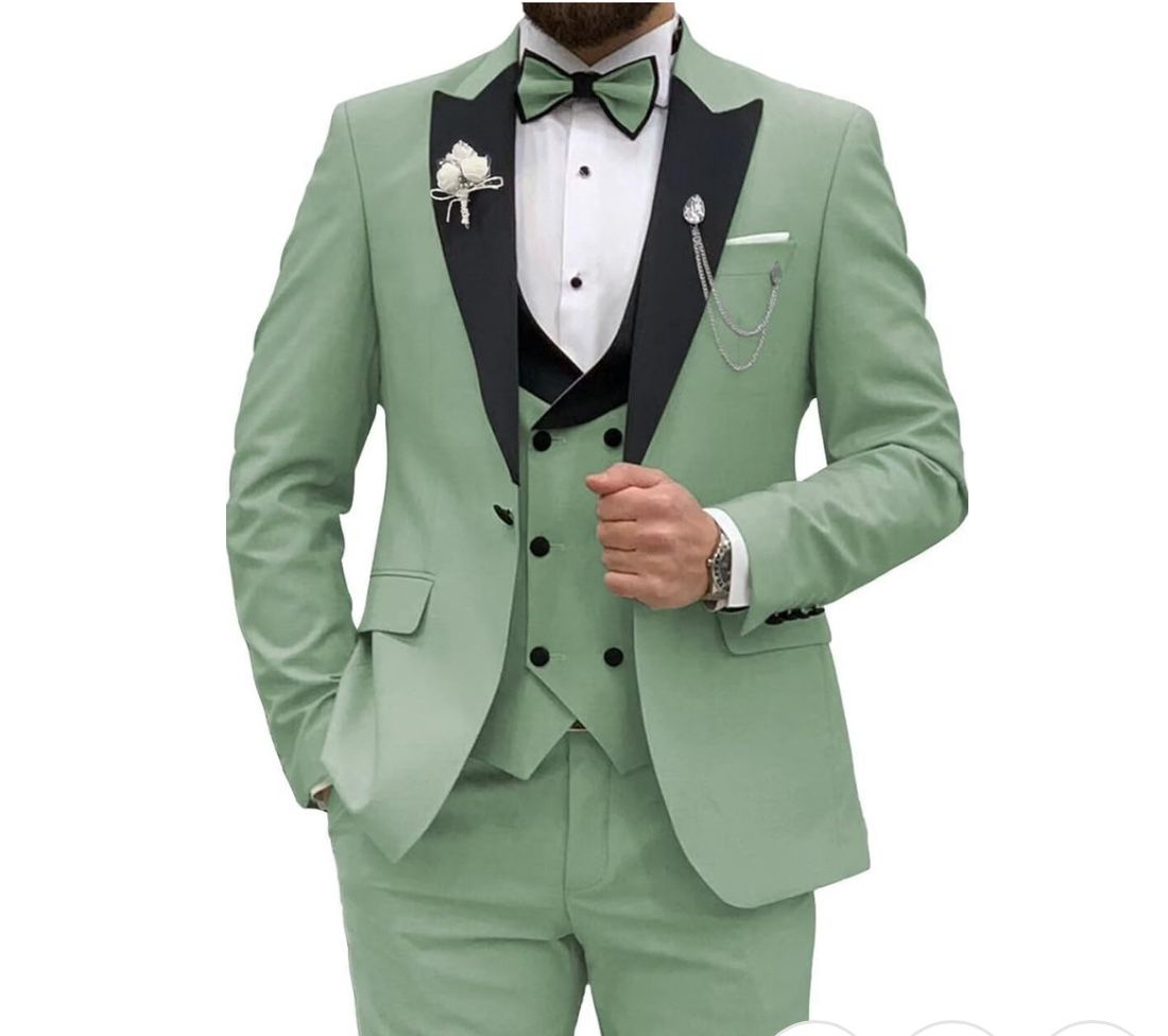 Wangyue Men's Tuxedo Suit 3 Piece Slim Fit Suit for Men Tuxedo for Men Wedding Party Dinner Prom Size XXL