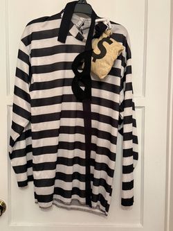 XL Prisoner Halloween Costume with Money Bag